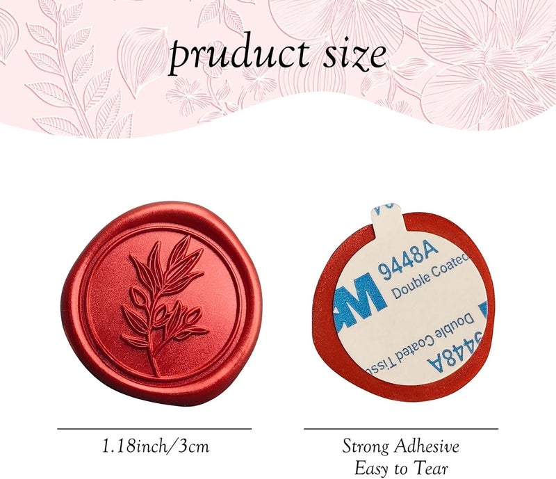 Pilloze 50 Pcs Red Wax Seal Stickers Self- Adhesive Wedding Invitation Seal Stickers, Perfect for Invitation Cards, Envelopes Christmas Cards, Gift Wrapping, Party Menu Decor - Image 2